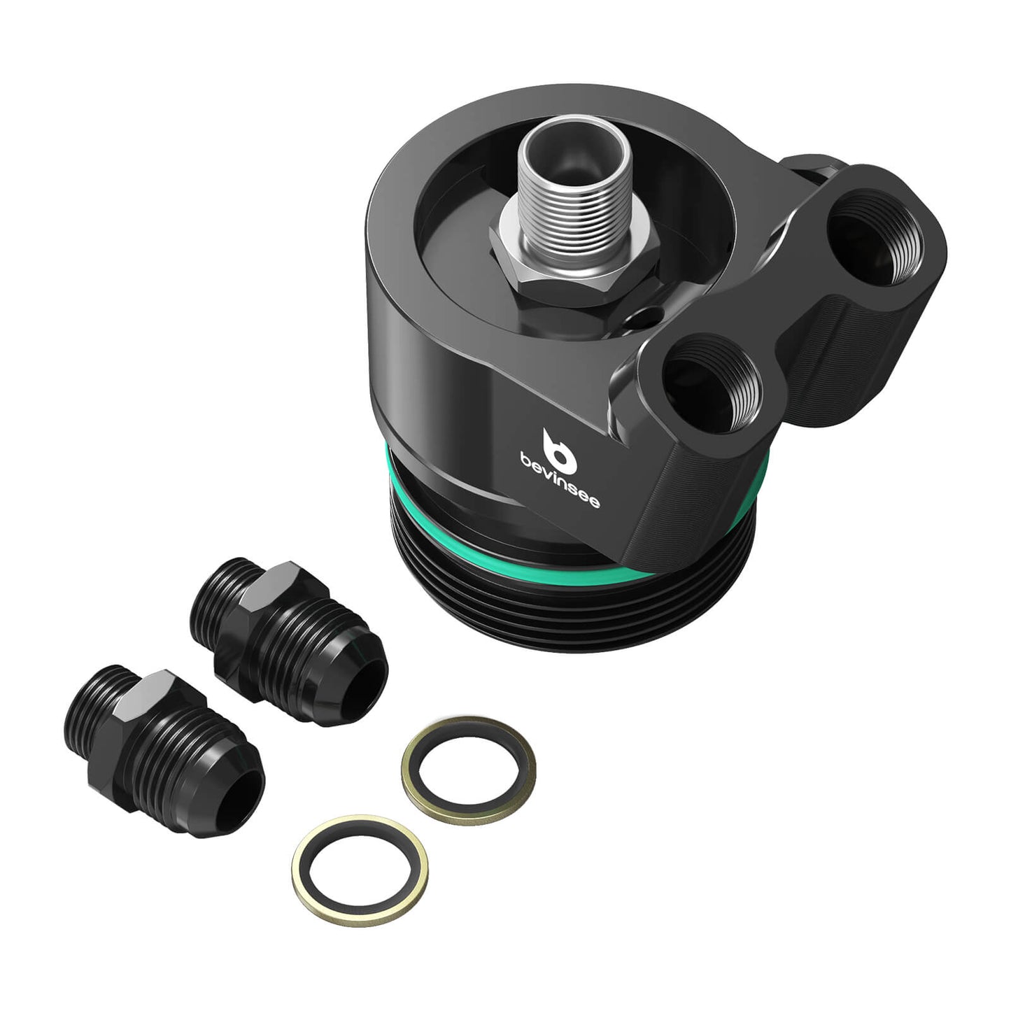 BEVINSEE Aluminum AN10 Integrated Thermostatic Oil Cooler Adapter For 1.8t/2.0t VW GEN3 EA888 GOLF MK7 Mk7.5