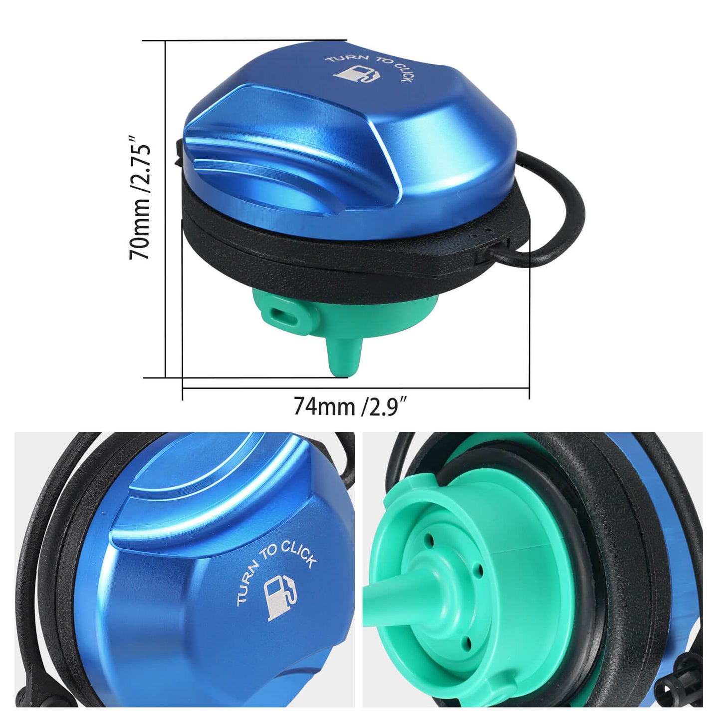 Billet Fuel Filler Cap Push & Twist Type VW Golf MK7 MK8 GTI R