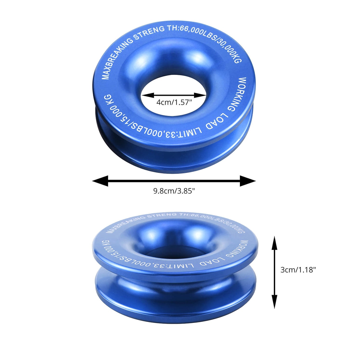 Recovery Pulley Ring 30000 KG for Soft Shackle and Winch Rope 4WD Recovery Gear 4x4 Offroad