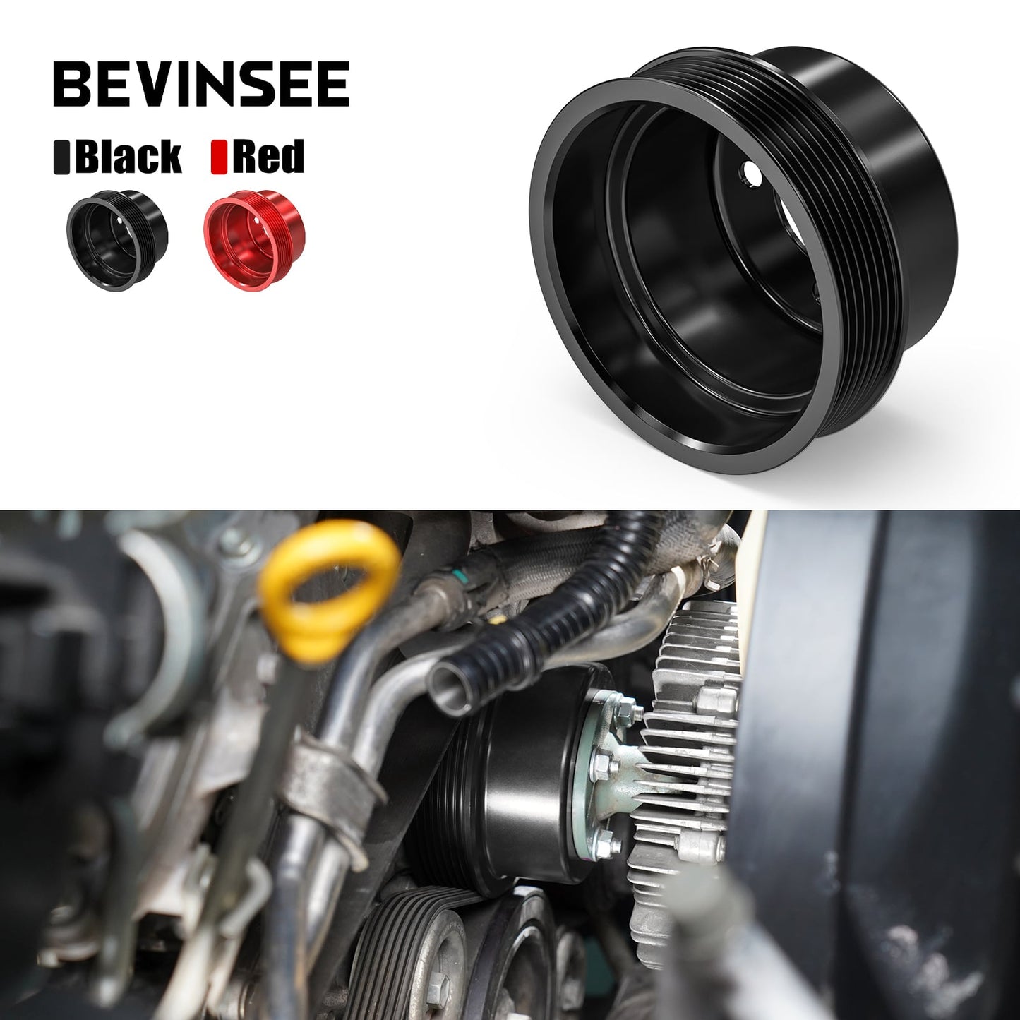 BEVINSEE Performance Water Pump Pulley For Toyota 4Runner
