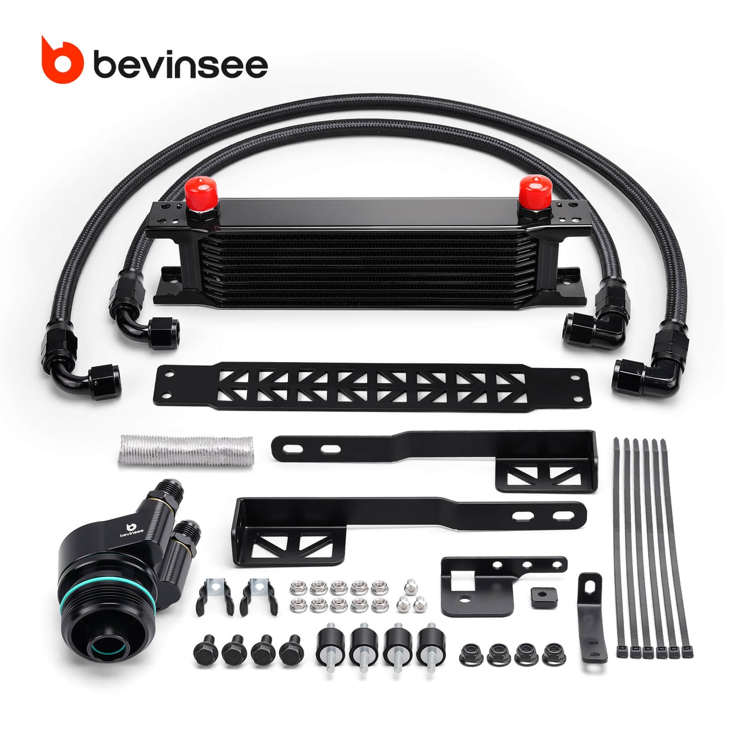 BEVINSEE 10 Rows Oil Cooler Kit for VW for Golf 7 GTI/R 2013-2020