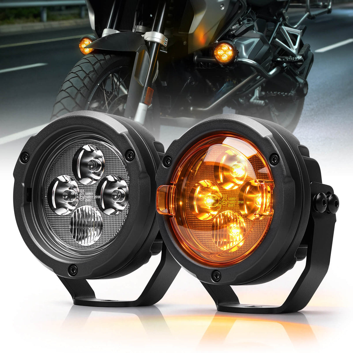 Faróis LED redondos de 3.5" para motociclos de aventura, touring e dual sport