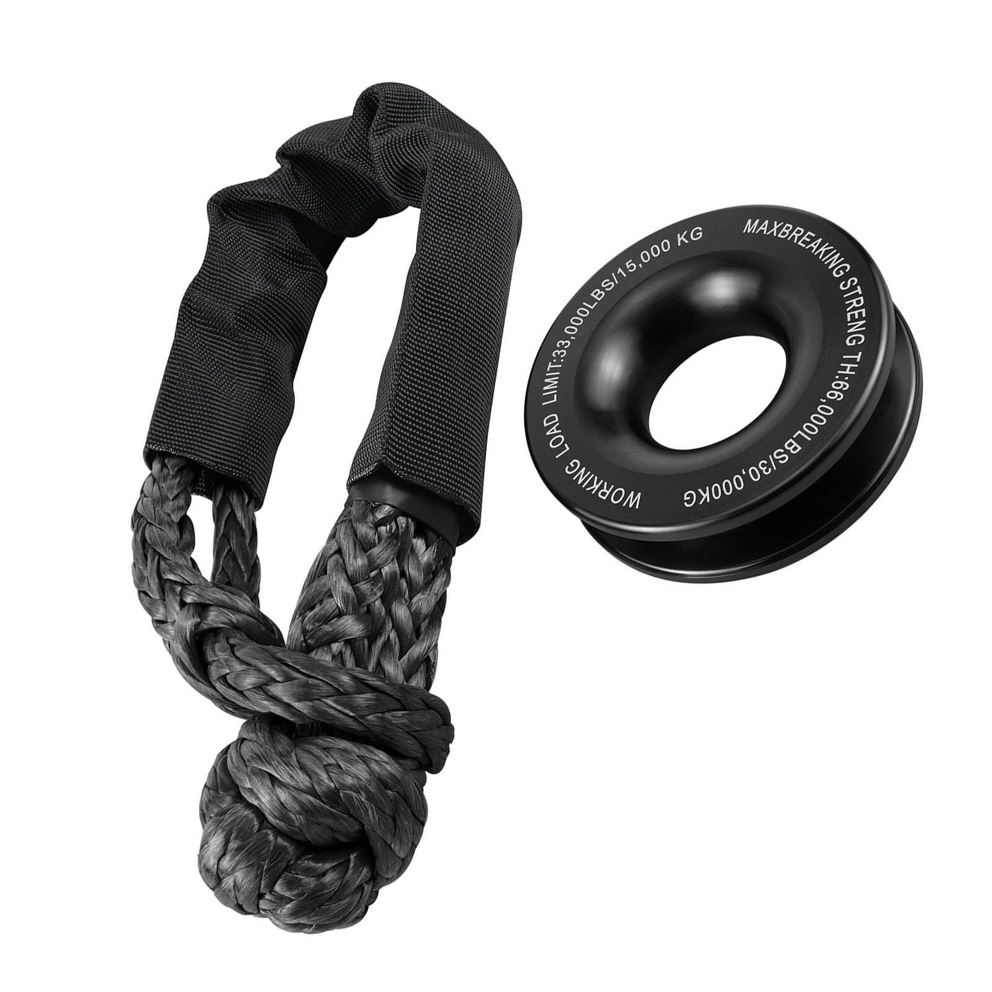 Heavy Duty 66000LB Soft Shackle Recovery Rope With Winch Ring for SUV