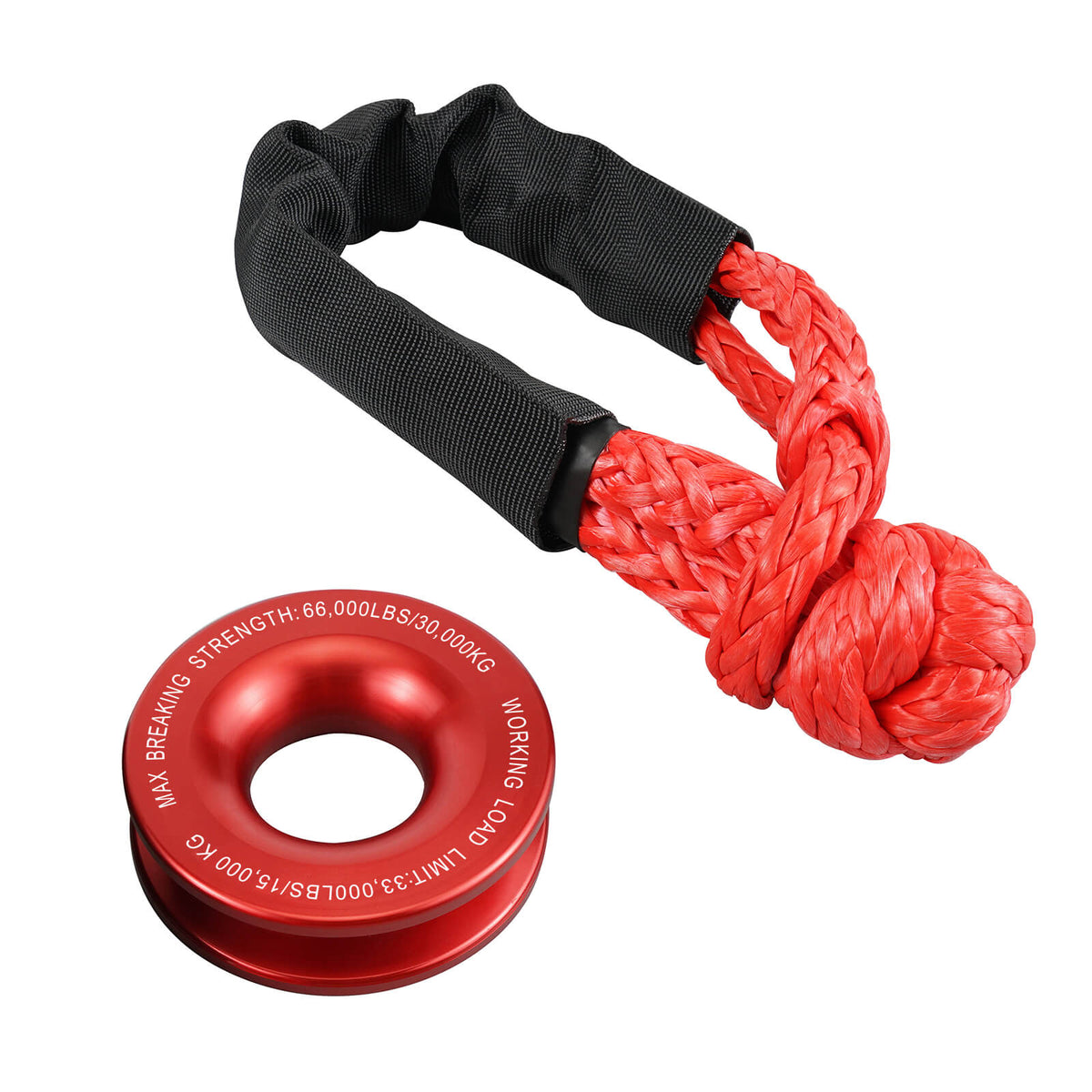 Heavy Duty 66000LB Soft Shackle Recovery Rope With Winch Ring for SUV