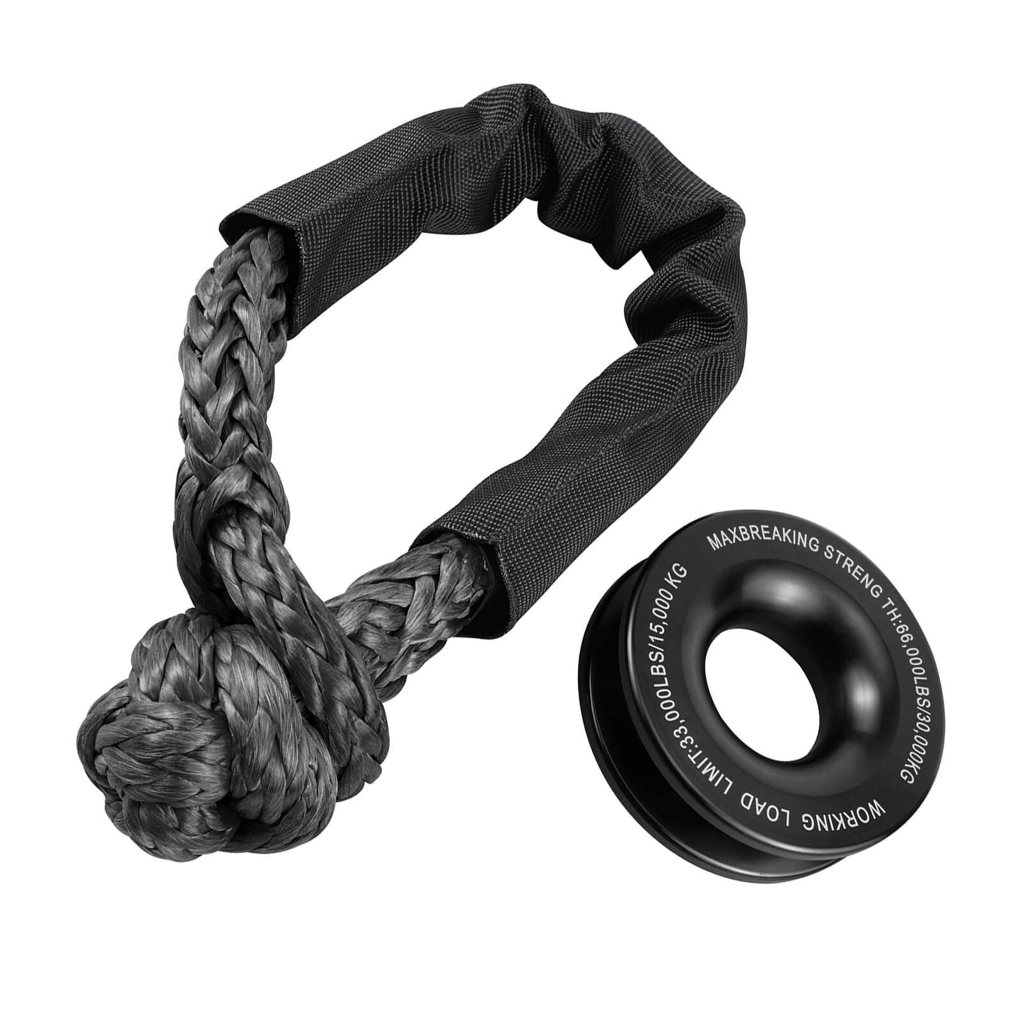 Heavy Duty 66000LB Soft Shackle Recovery Rope With Winch Ring for SUV