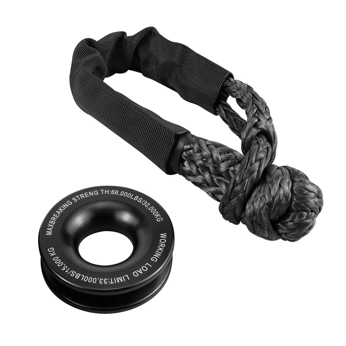 Heavy Duty 66000LB Soft Shackle Recovery Rope With Winch Ring for SUV