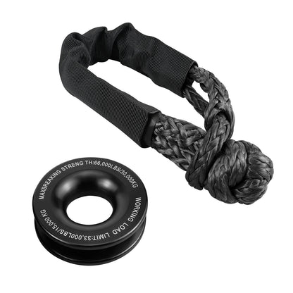 Heavy Duty 66000LB Soft Shackle Recovery Rope With Winch Ring for SUV