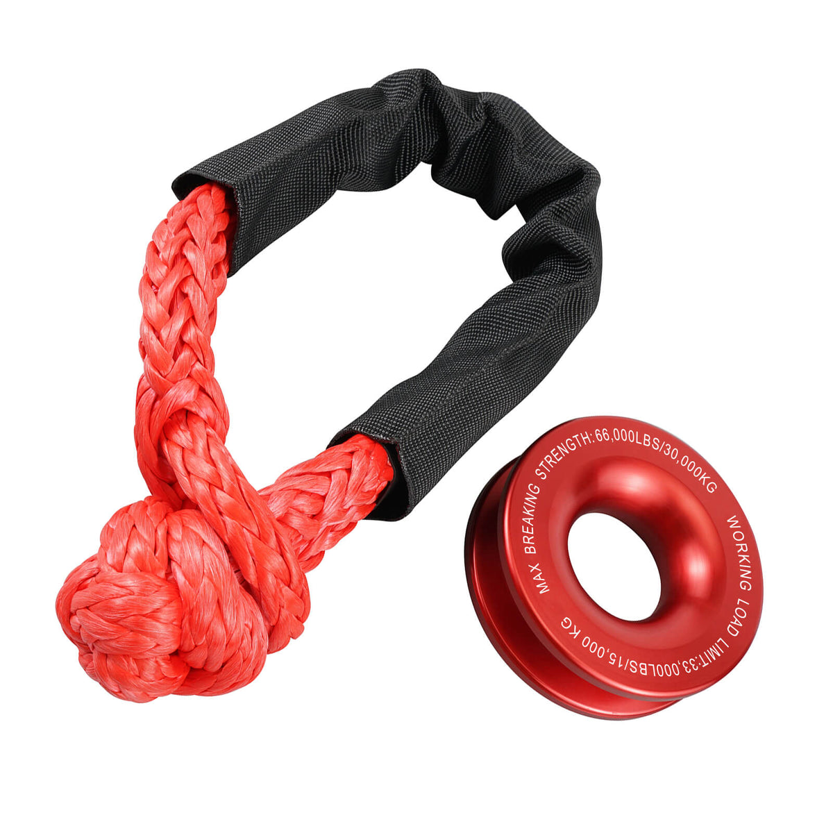 Heavy Duty 66000LB Soft Shackle Recovery Rope With Winch Ring for SUV