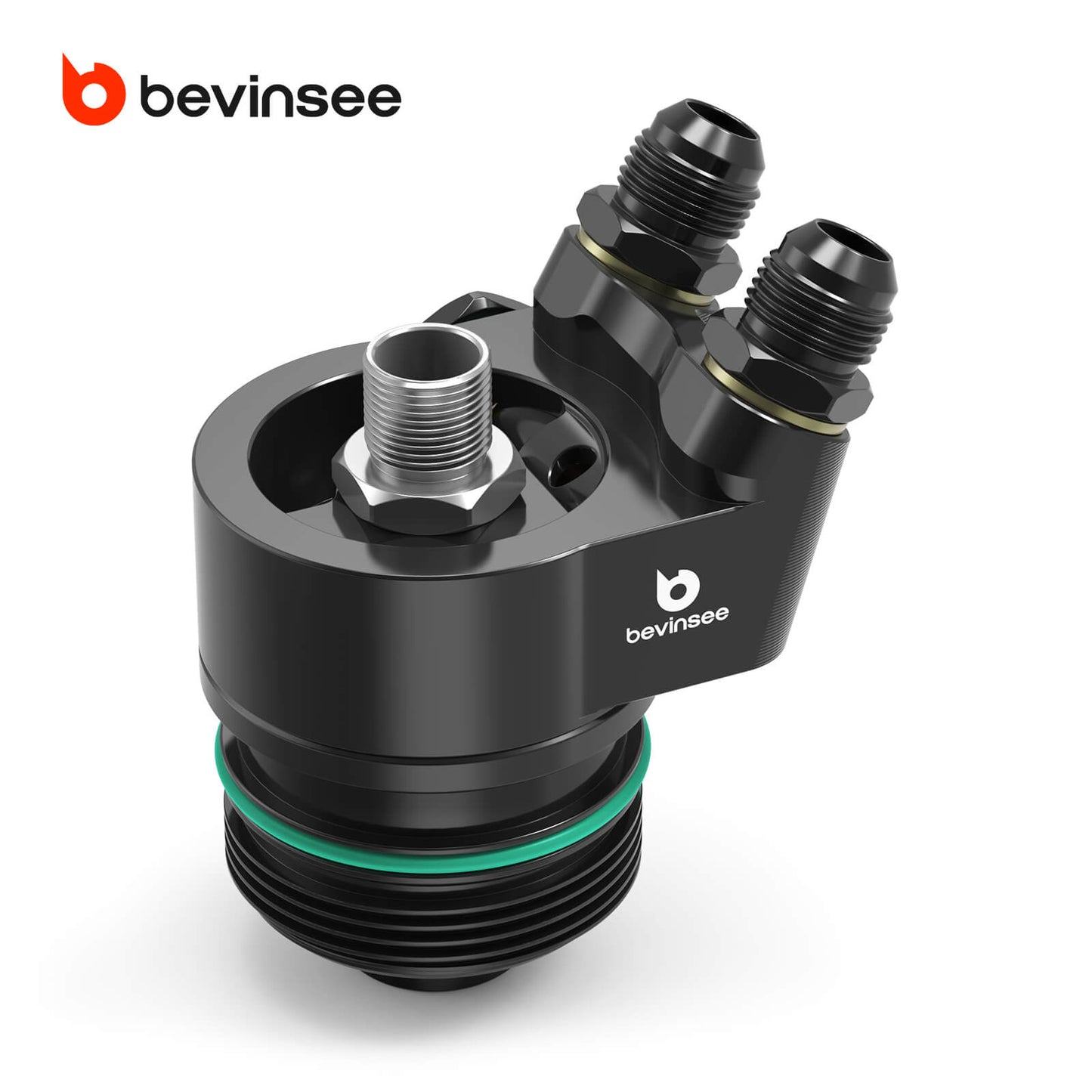 BEVINSEE Aluminum AN10 Integrated Thermostatic Oil Cooler Adapter For 1.8t/2.0t VW GEN3 EA888 GOLF MK7 Mk7.5