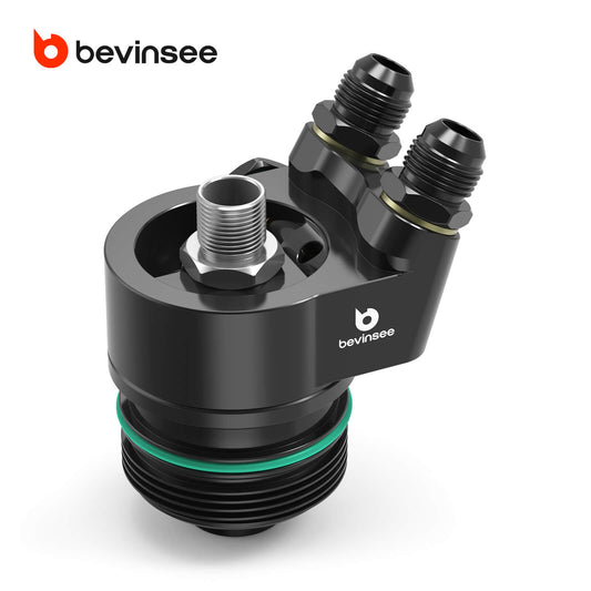 Adaptador integrado de aluminio BEVINSEE AN10 con termostato para enfriador de aceite, para VW 1.8t/2.0t GEN3 EA888 GOLF MK7 Mk7.5
