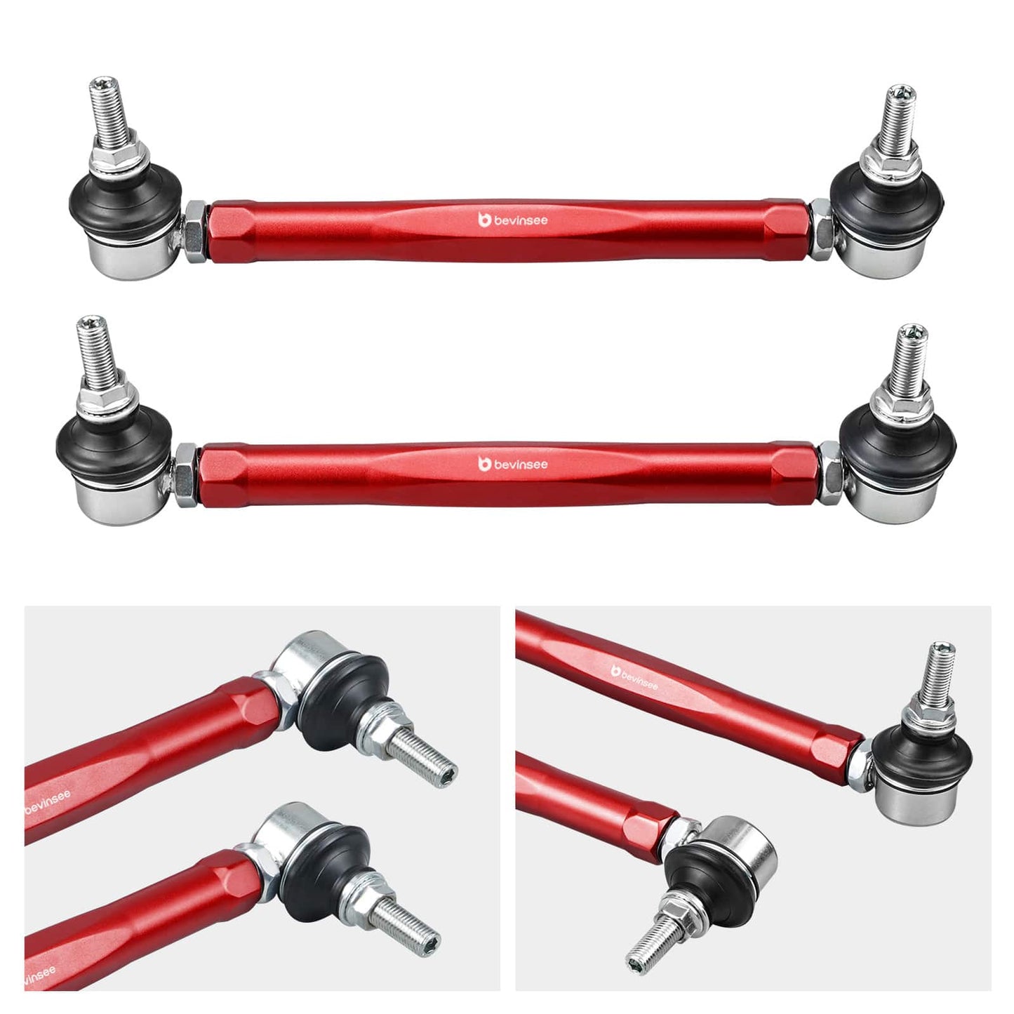 BEVINSEE Adjustable Sway Bar End Link Set For BMW E46 E85 323 325 328 330 Z4
