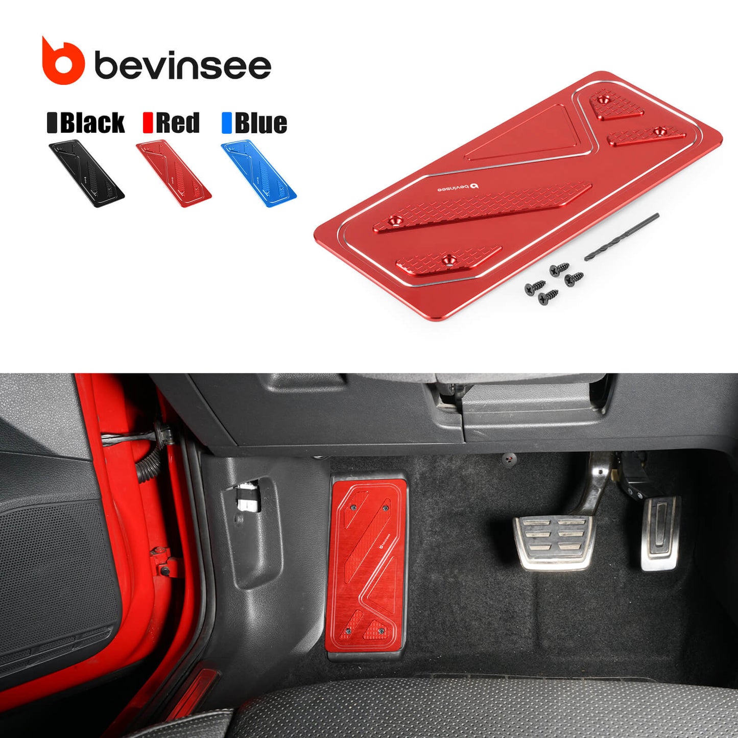 BEVINSEE Aluminum Foot Rest Pedal Cover For VW For Golf MK7 MK8 For Audi A3 8V Left Hand Drive