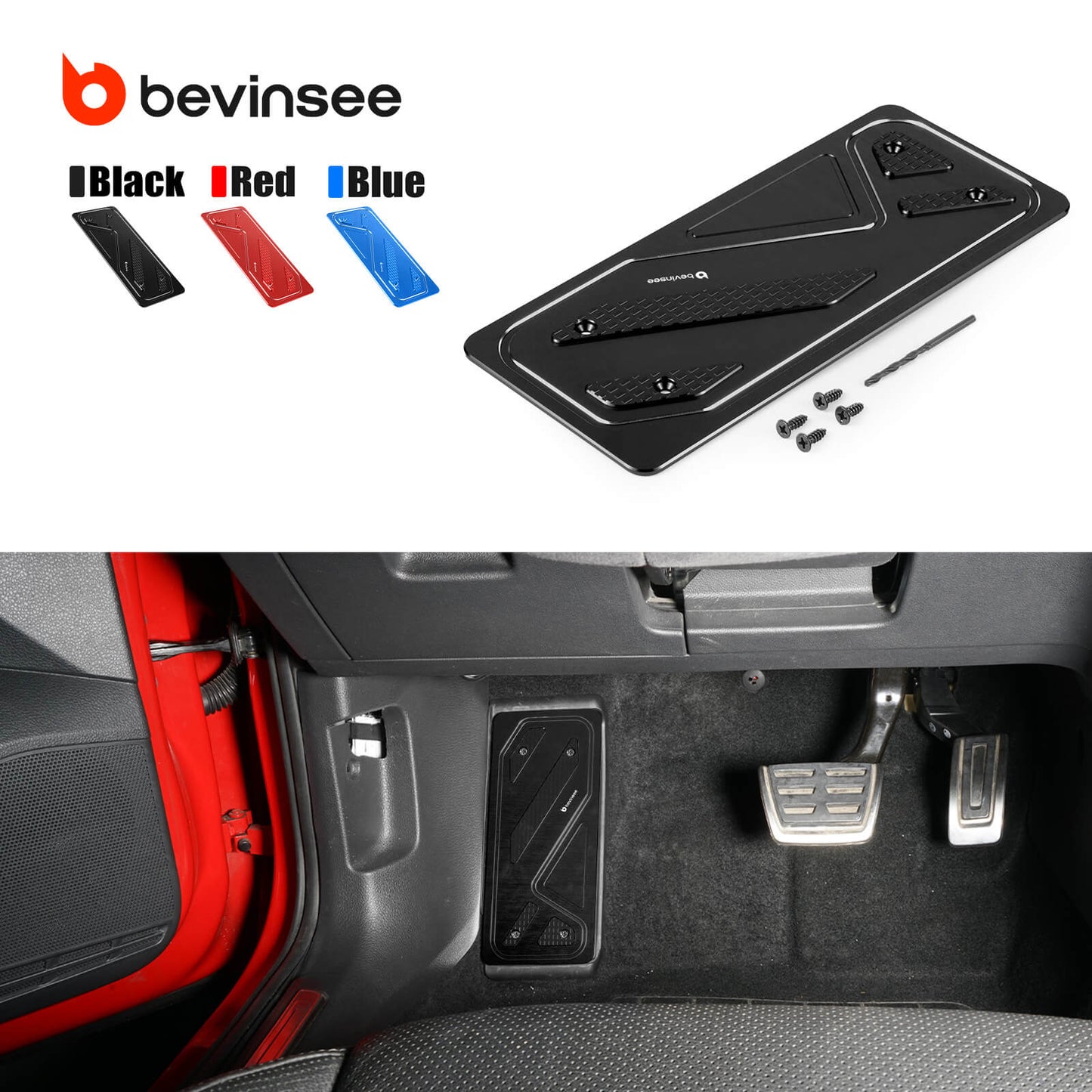 BEVINSEE Aluminum Foot Rest Pedal Cover For VW For Golf MK7 MK8 For Audi A3 8V Left Hand Drive