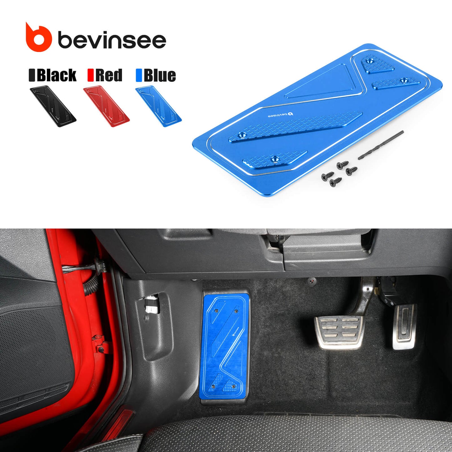 BEVINSEE Aluminum Foot Rest Pedal Cover For VW For Golf MK7 MK8 For Audi A3 8V Left Hand Drive