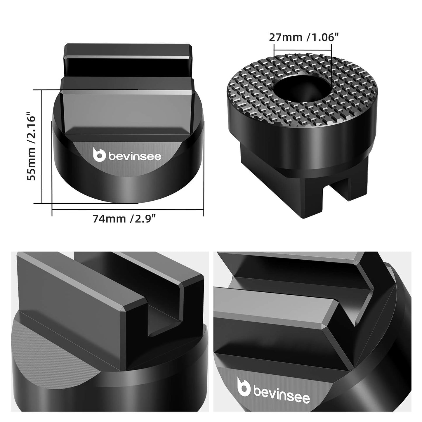 BEVINSEE Aluminum Jack Pad Adapter For VW GOLF MK7 MK7.5 MK8 AUDI A3 8V 2012-2026