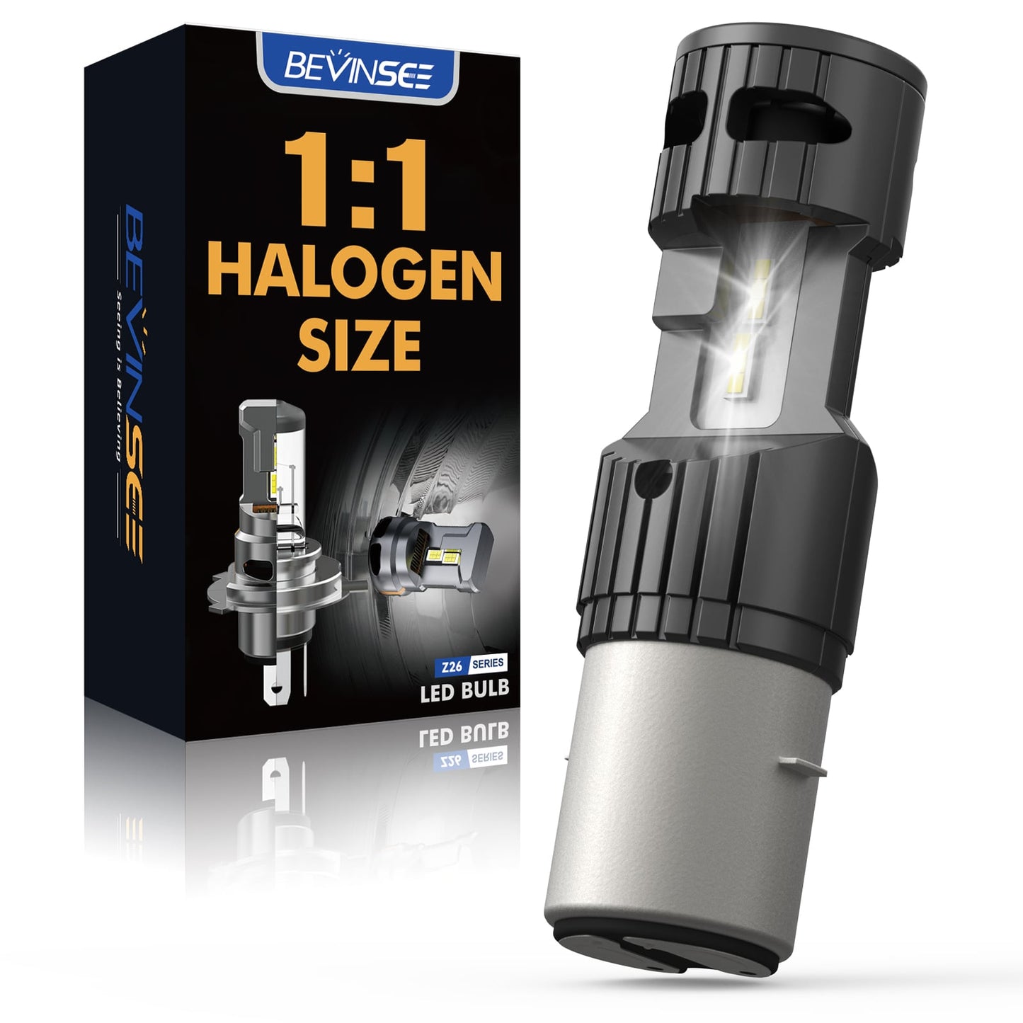 BEVINSEE BA20D H6 LED Motorcycle Headlight 70W 12000LM Hi/Lo Beam