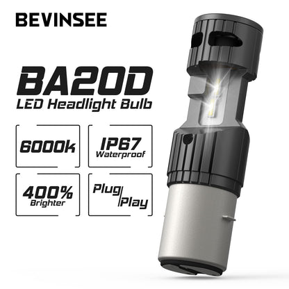 BEVINSEE BA20D H6 LED Motorcycle Headlight 70W 12000LM Hi/Lo Beam