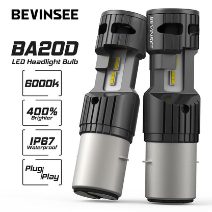 BEVINSEE BA20D H6 LED Motorcycle Headlight 70W 12000LM Hi/Lo Beam