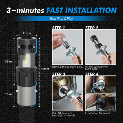 BEVINSEE BA20D H6 LED Motorcycle Headlight 70W 12000LM Hi/Lo Beam