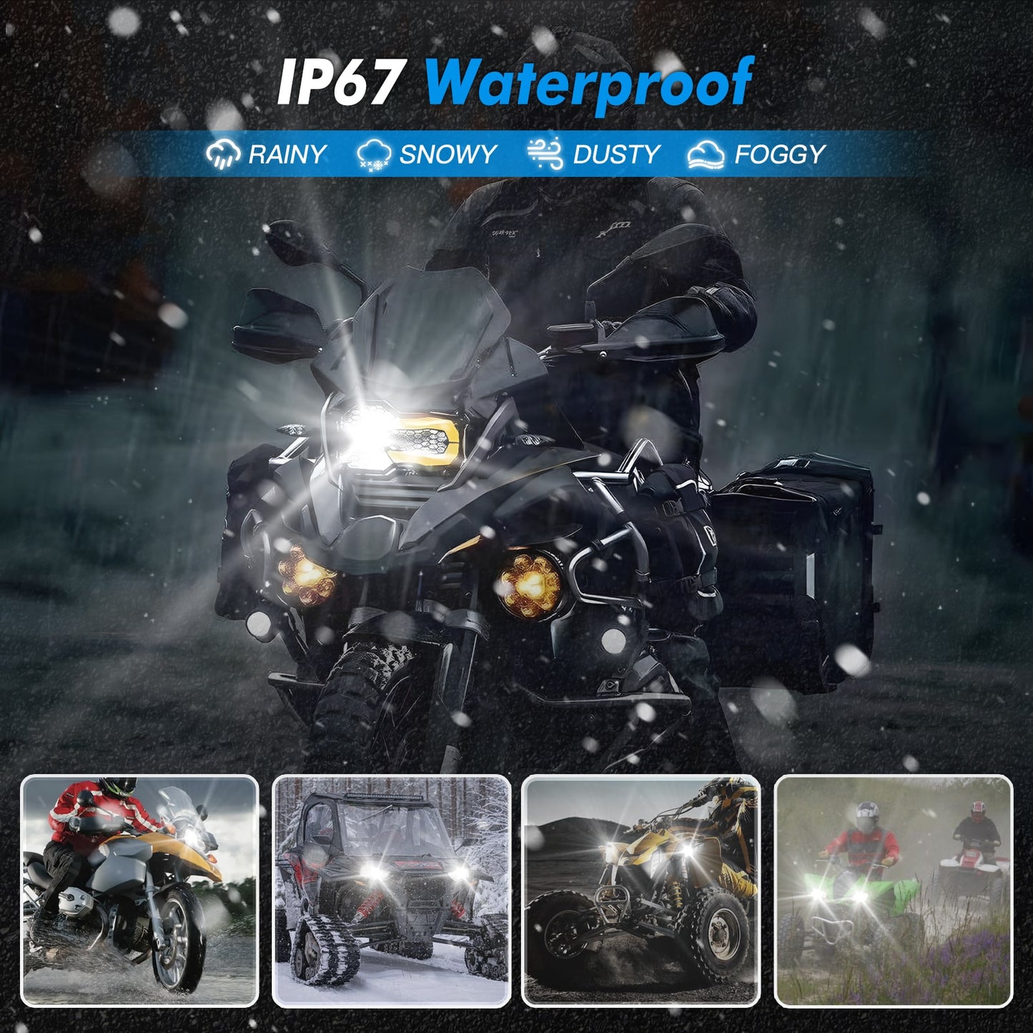 BEVINSEE BA20D H6 LED Motorcycle Headlight 70W 12000LM Hi/Lo Beam