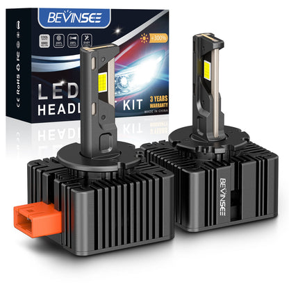 BEVINSEE D3S D3R LED Headlight Bulbs High Low Beam Bright White Xenon Replace