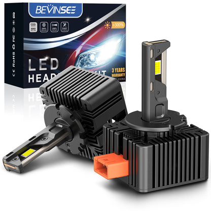 BEVINSEE D3S D3R LED Headlight Bulbs High Low Beam Bright White Xenon Replace