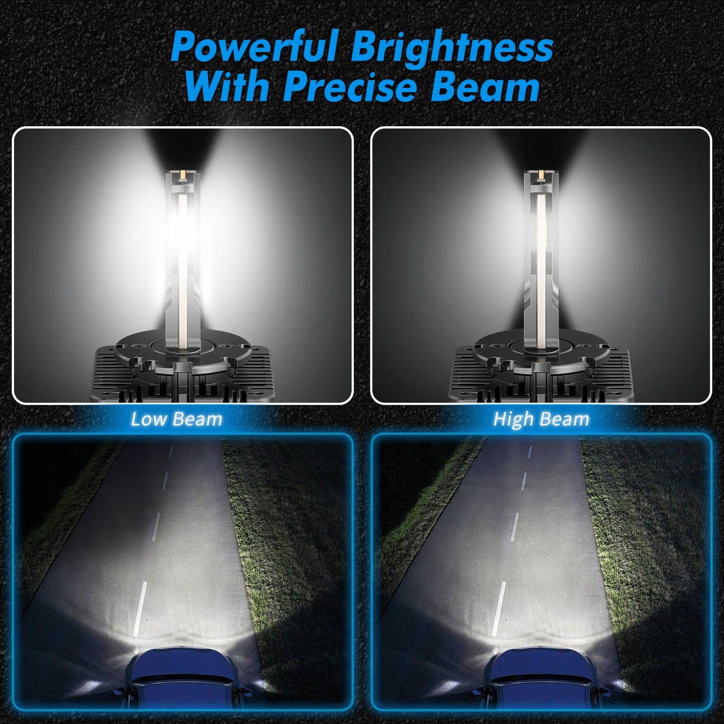 BEVINSEE D3S D3R LED Headlight Bulbs High Low Beam Bright White Xenon Replace