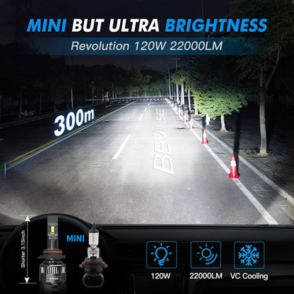 BEVINSEE V45 9006/HB4 LED Headlight Bulb 6000K 22000LM