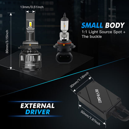 BEVINSEE V45 9006/HB4 LED Headlight Bulb 6000K 22000LM
