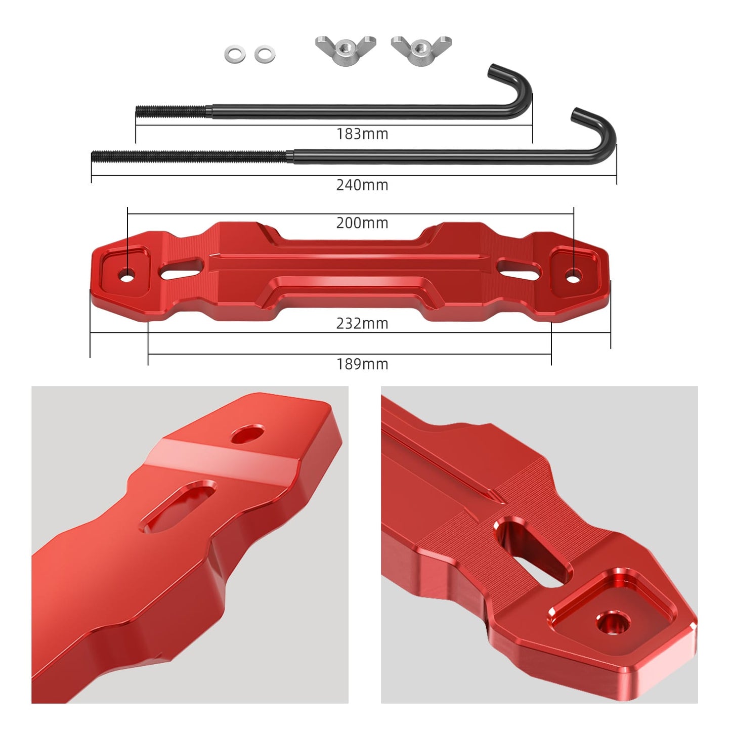 BEVINSEE Aluminum Battery Hold Down Sets Battery Tie Down Bracket For 4Runner FJ Cruiser