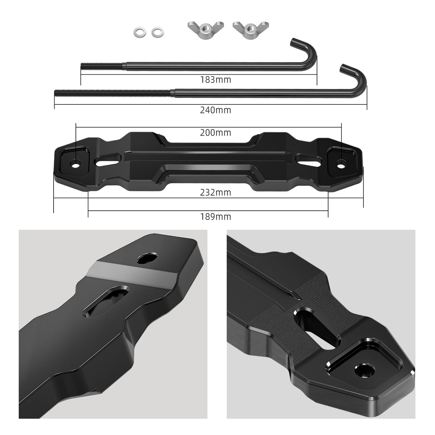 BEVINSEE Aluminum Battery Hold Down Sets Battery Tie Down Bracket For 4Runner FJ Cruiser