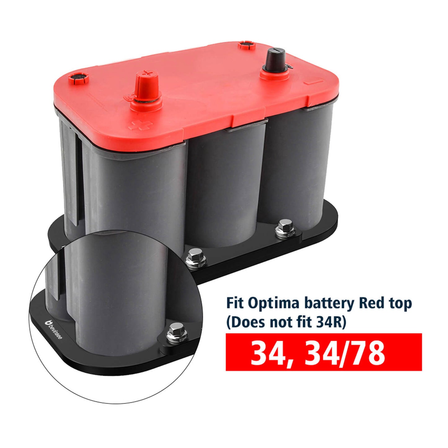 Battery Tray Hold Down Mount For Optima Red Yellow Blue Top 34 34/78 D34 D34/78 34M D34M