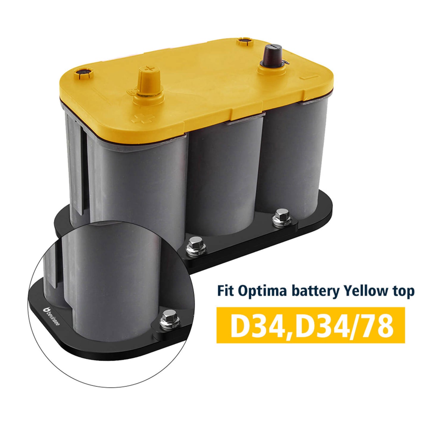 Battery Tray Hold Down Mount For Optima Red Yellow Blue Top 34 34/78 D34 D34/78 34M D34M