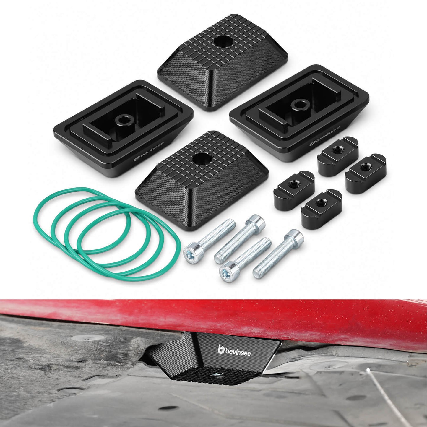 BEVINSEE Billet Aluminum Jack Pad Set For BMW F30 F31 F32 F33 F20 M3 M4 F80 F82