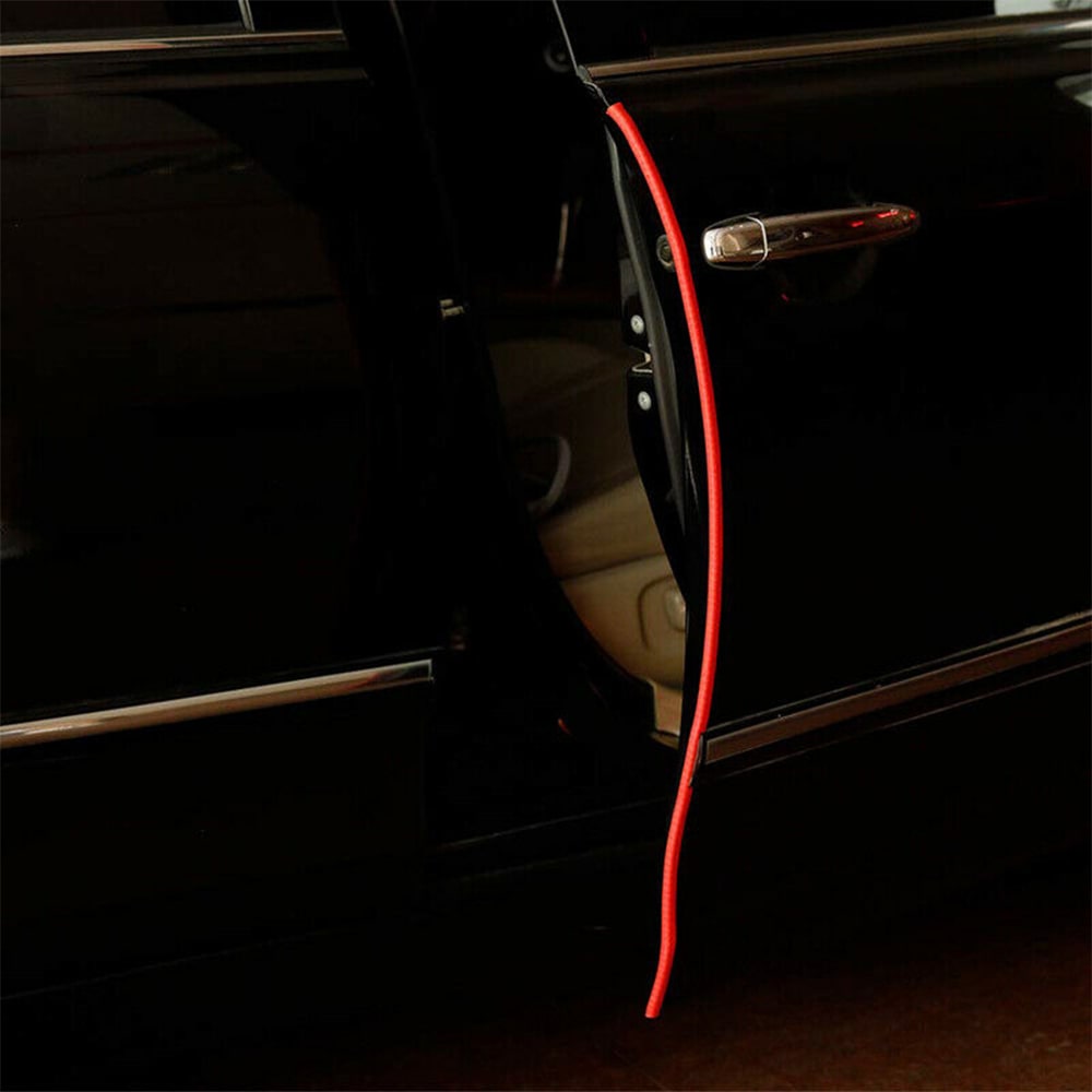 Universal Car Door Seal Strip Door Edge Guard Protector Red Rubber with Metal Clips