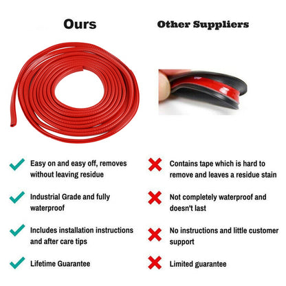 Universal Car Door Seal Strip Door Edge Guard Protector Red Rubber with Metal Clips