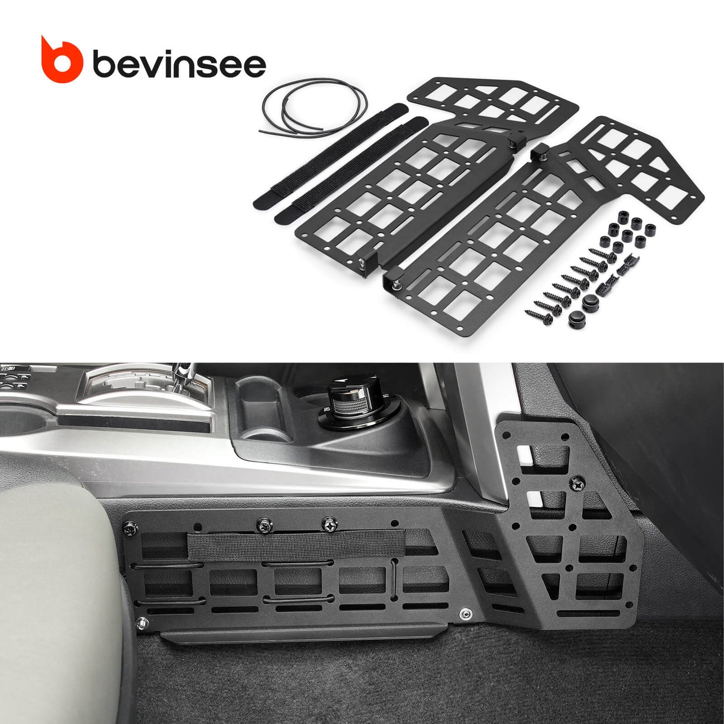 BEVINSEE Center Console Cup Holder Panels For 4Runner 2010-2024