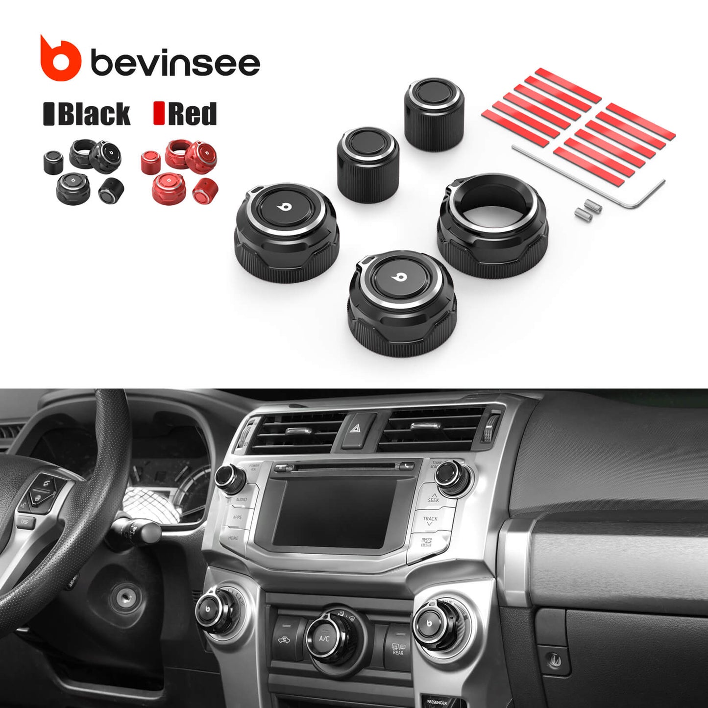 BEVINSEE Climate & Radio Receiver Knob For Toyota 4Runner 2010-2019