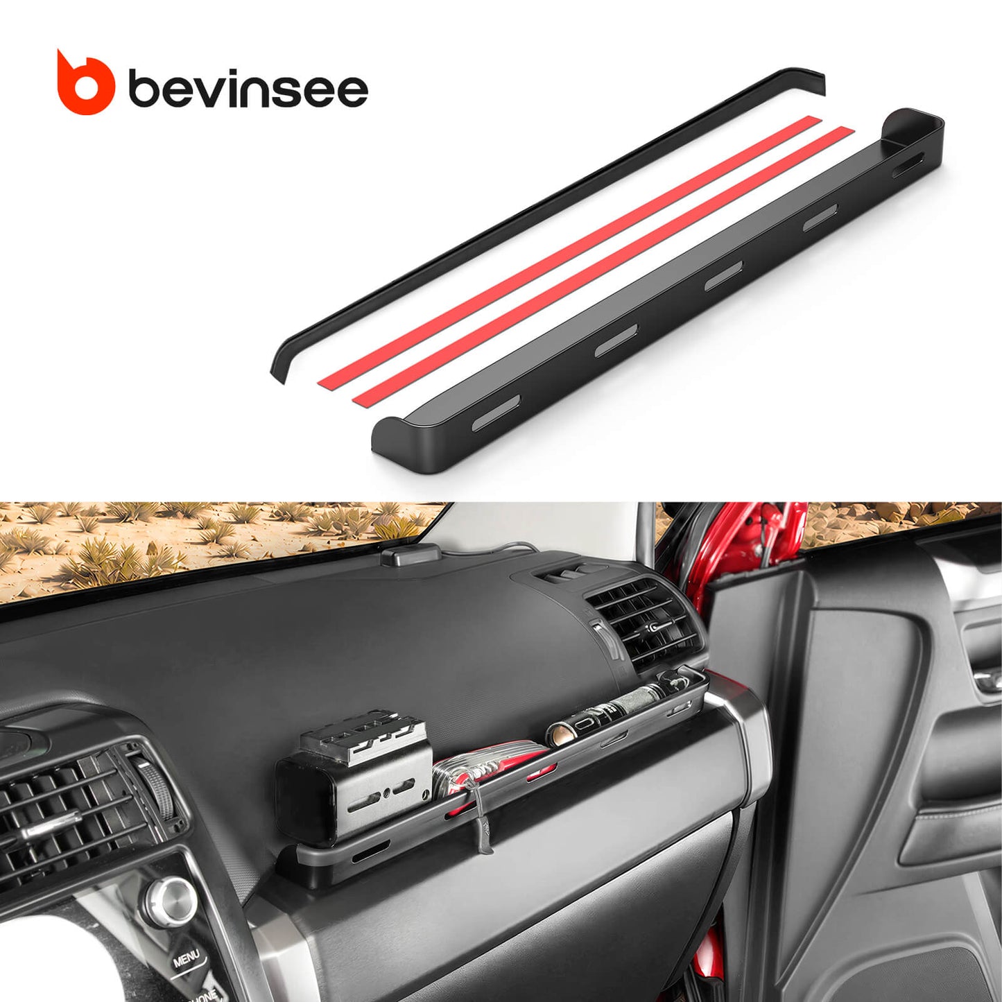 BEVINSEE Dashboard Copilot Armrest Storage Box For 5th gen 4Runner