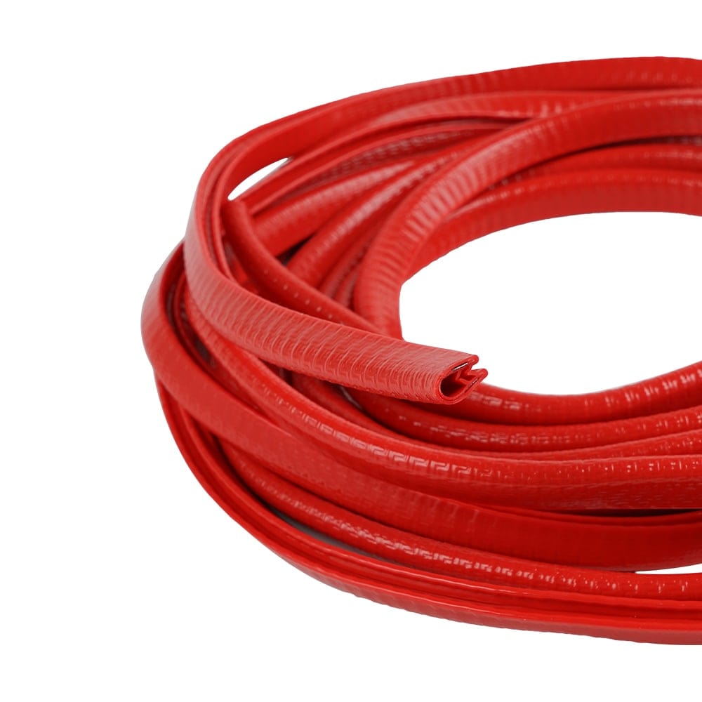 Universal Car Door Seal Strip Door Edge Guard Protector Red Rubber with Metal Clips