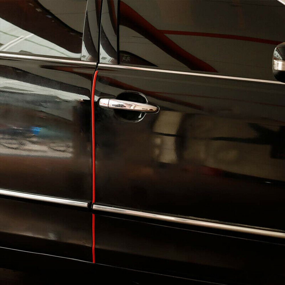 Universal Car Door Seal Strip Door Edge Guard Protector Red Rubber with Metal Clips