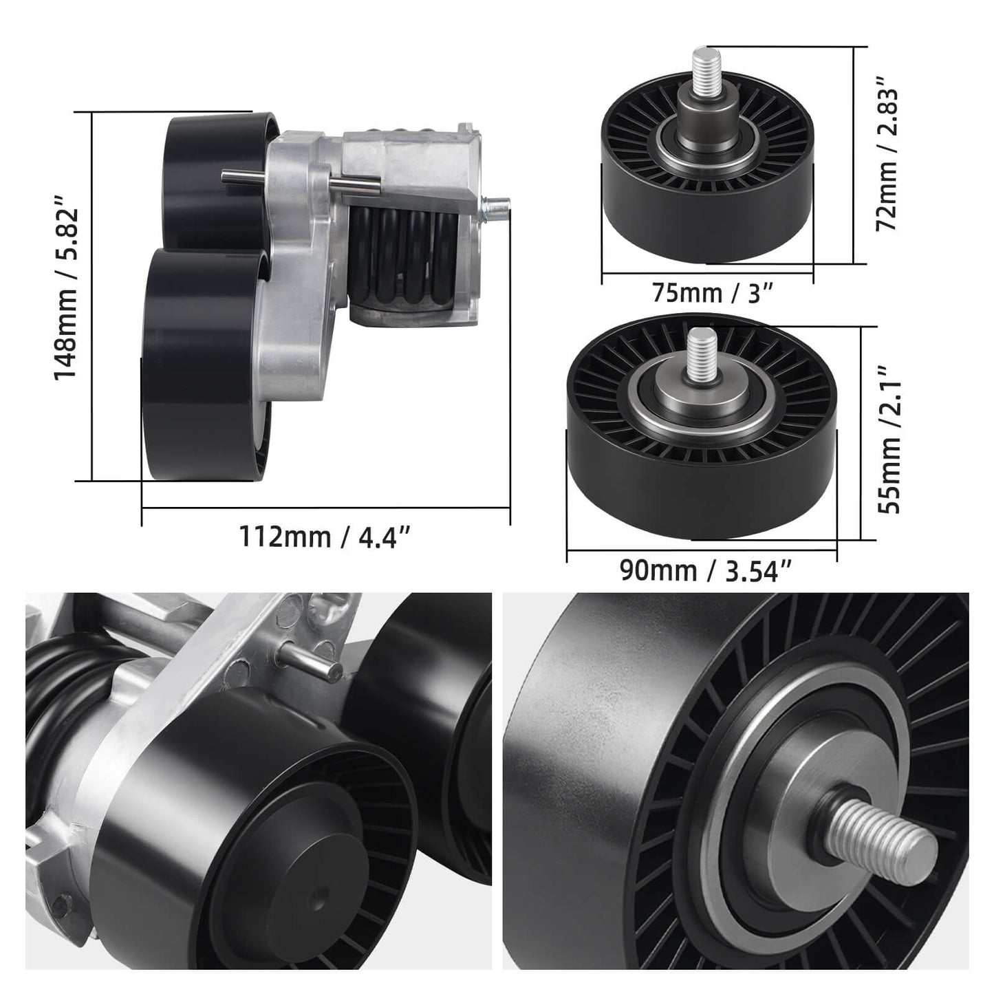 Drive Belt Pulley Tensioner Kit with Bolt For BMW 335i 135i E90 E91 E92 E93 E82 E88 X1 E84