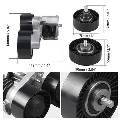 Drive Belt Pulley Tensioner Kit with Bolt For BMW 335i 135i E90 E91 E92 E93 E82 E88 X1 E84