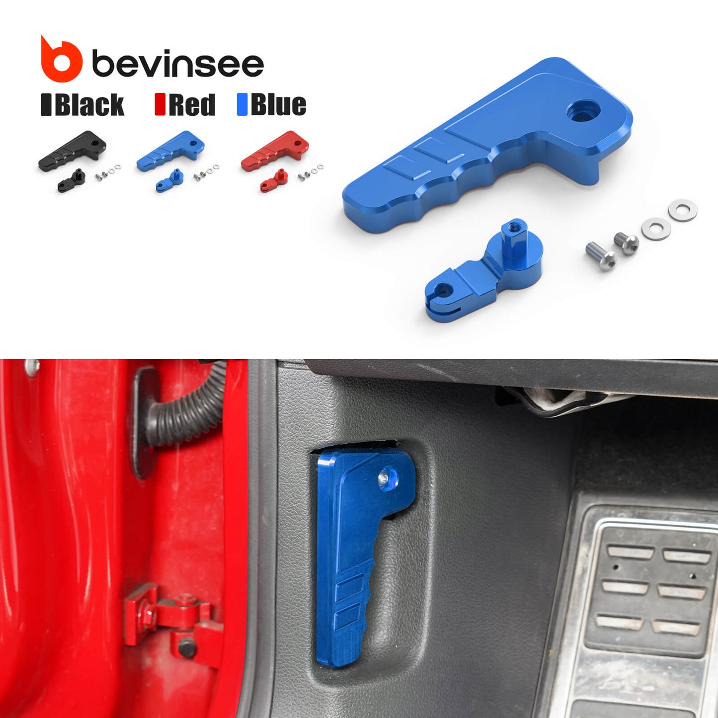 BEVINSEE Aluminum Engine Hood Release Lever Handle for Volkswagen for Golf MK7