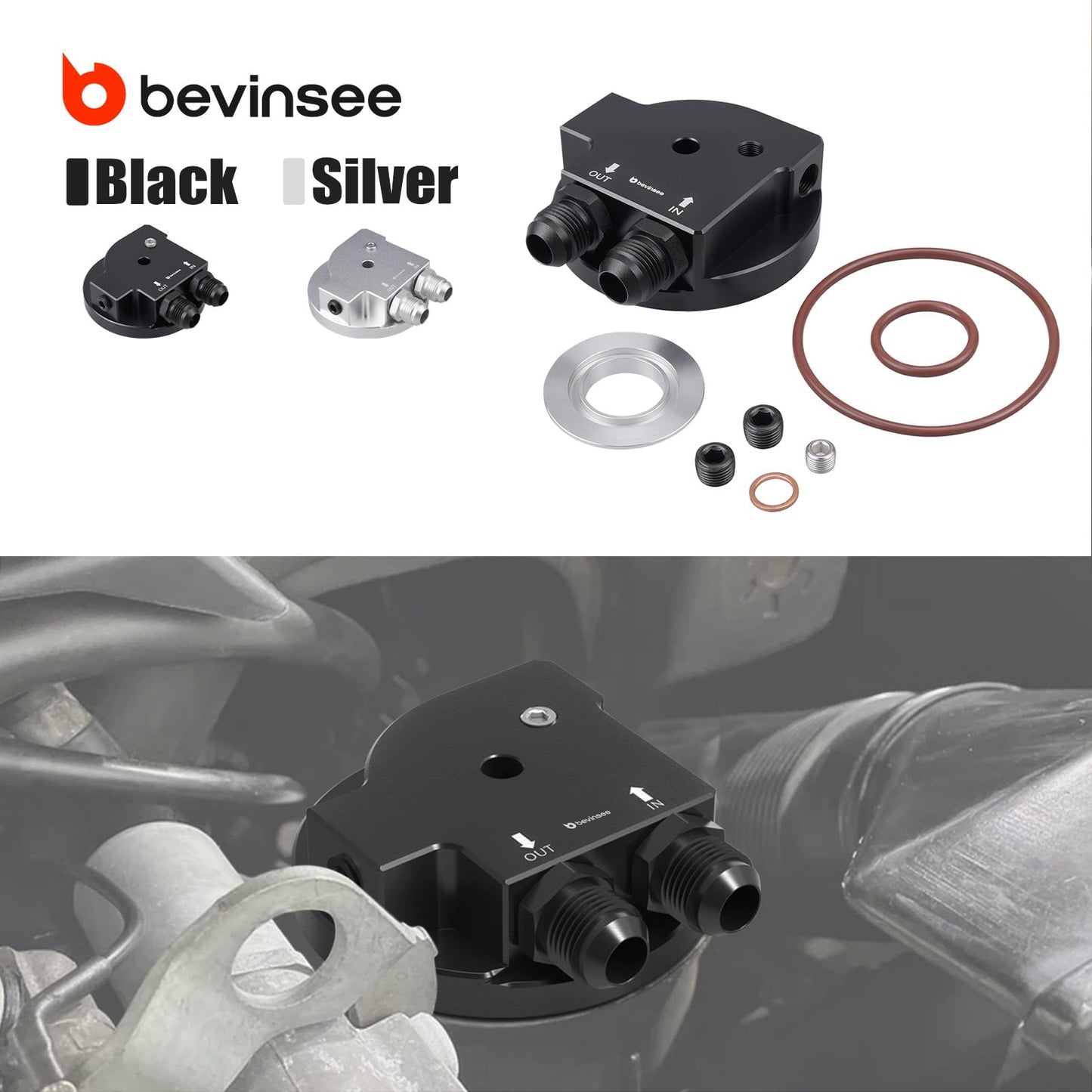 BEVINSEE Engine Oli Cooler Adapter For BMW E36 M3 E34 M50 S50 S52 S54