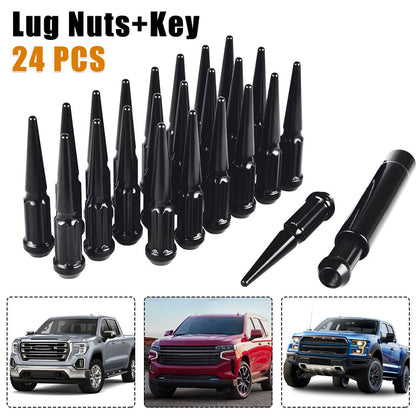 24PCS Extended Spike Wheel Lug Nuts M14x1.5 Socket Kit For Chevy For GMC Sierra