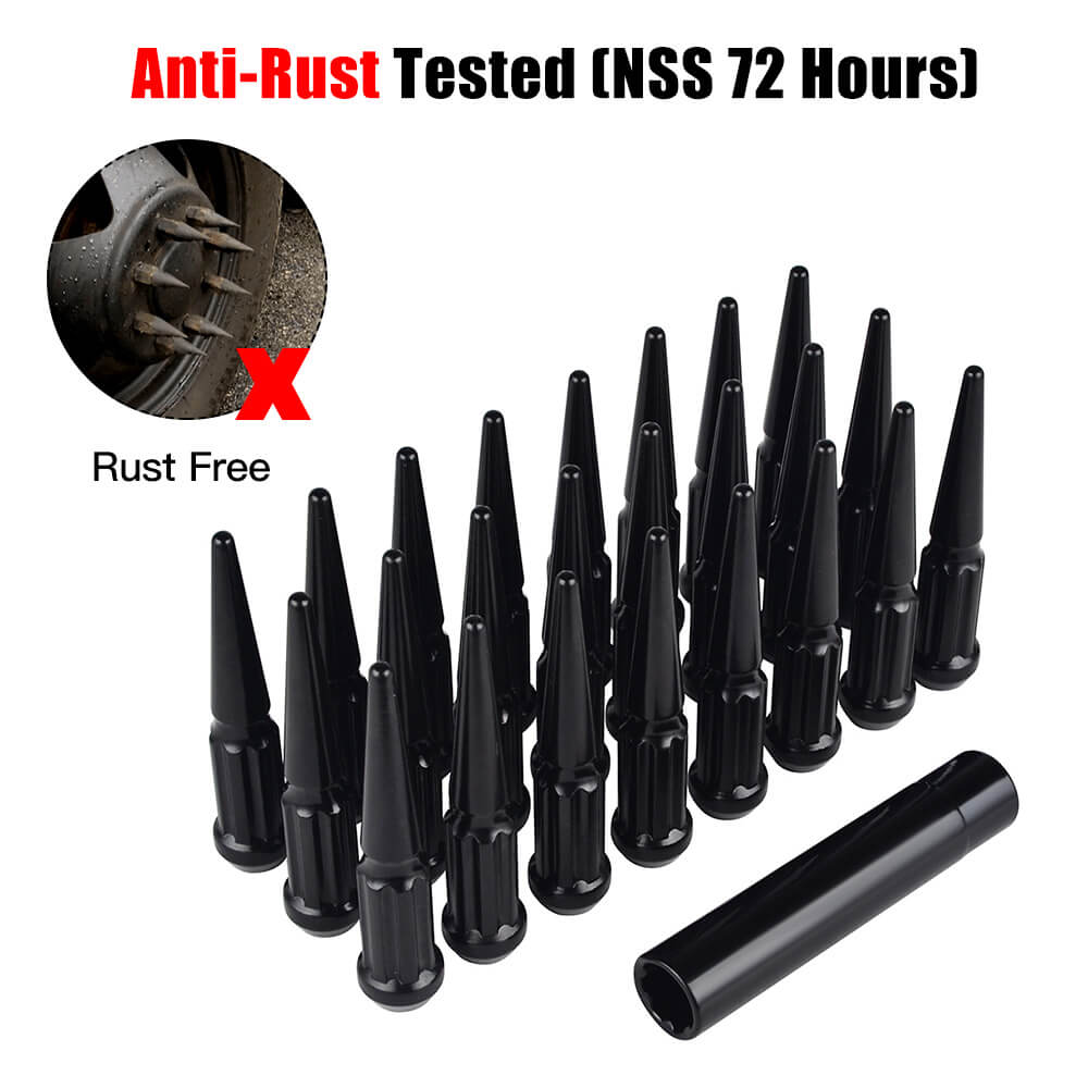 24PCS Extended Spike Wheel Lug Nuts M14x1.5 Socket Kit For Chevy For GMC Sierra