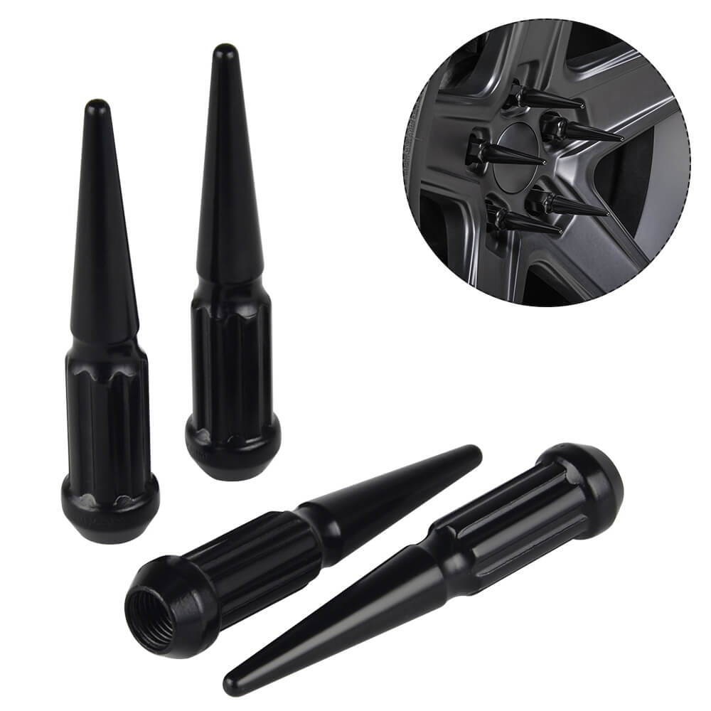 24PCS Extended Spike Wheel Lug Nuts M14x1.5 Socket Kit For Chevy For GMC Sierra