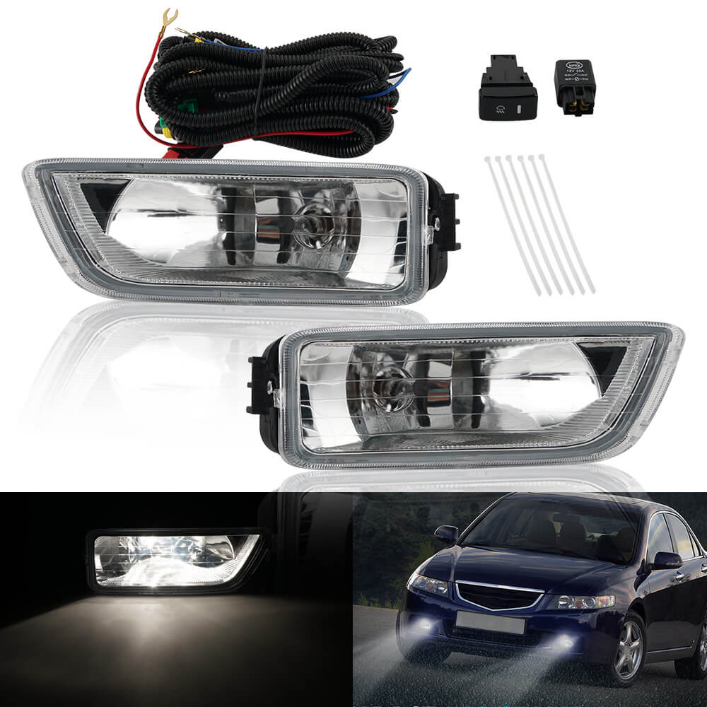 2x Front Bumper Fog Driving Light Bulbs W/ Wiring Kit For Honda Accord 2003-2007