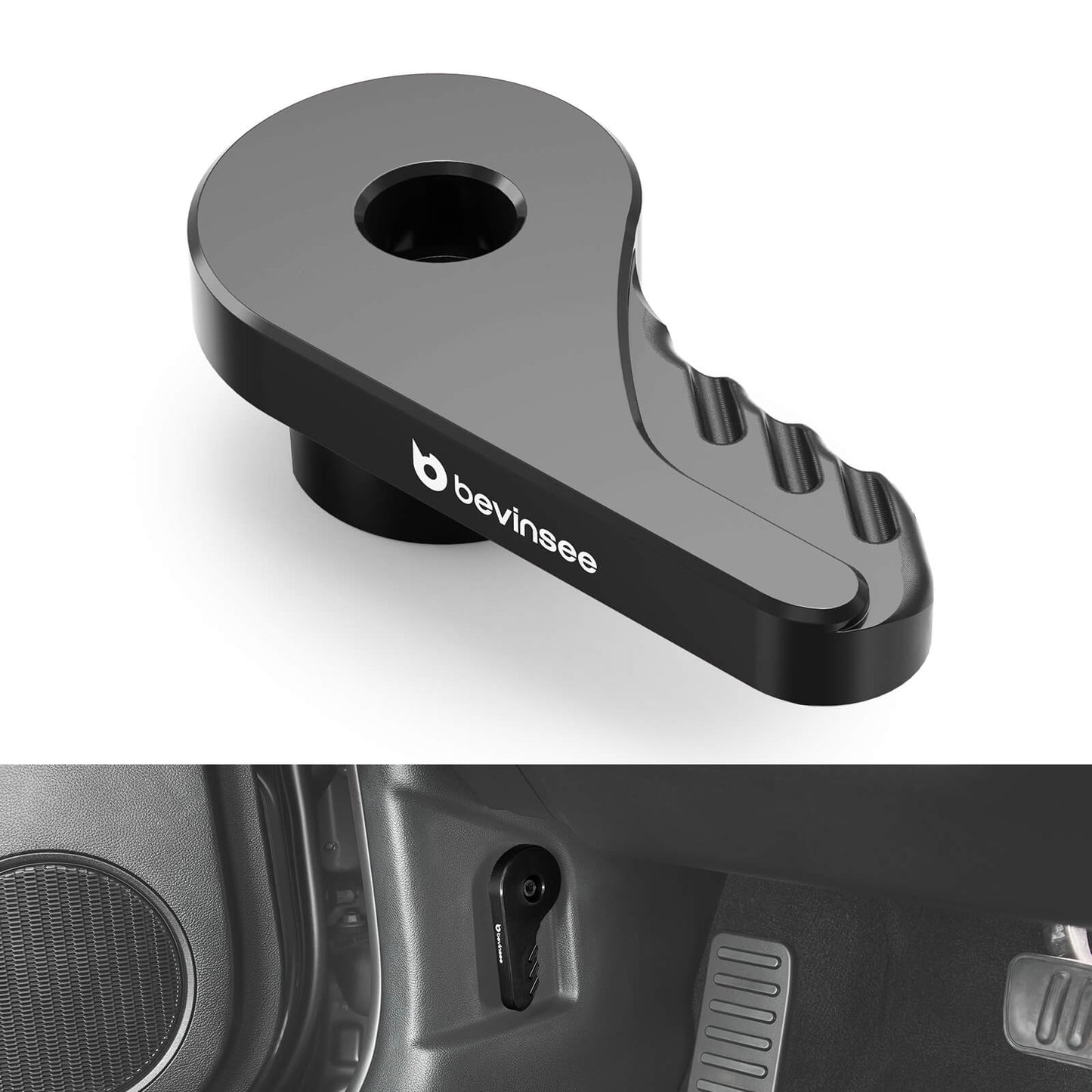 BEVINSEE Billet Aluminum Hood latch Release Lever For Ford Mustang 2015-2023 LHD